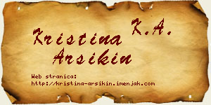 Kristina Arsikin vizit kartica
